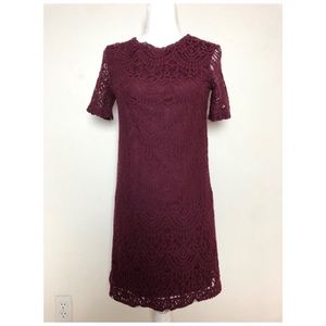 H&M burgundy cotton lace dress